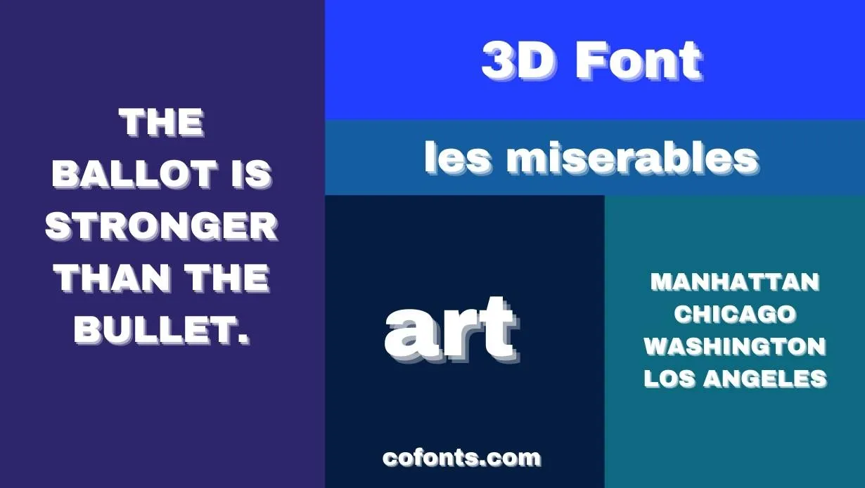 3D Font style variations and depth effects