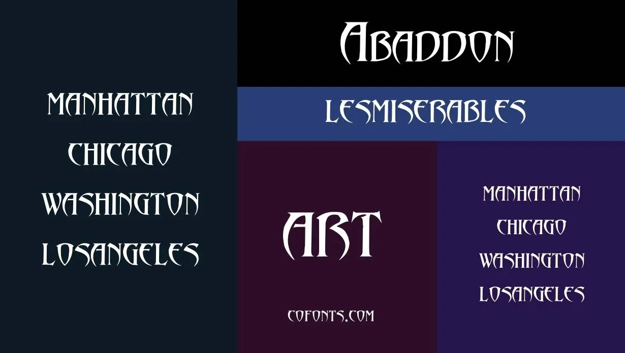 Abaddon Font Free Download style variations