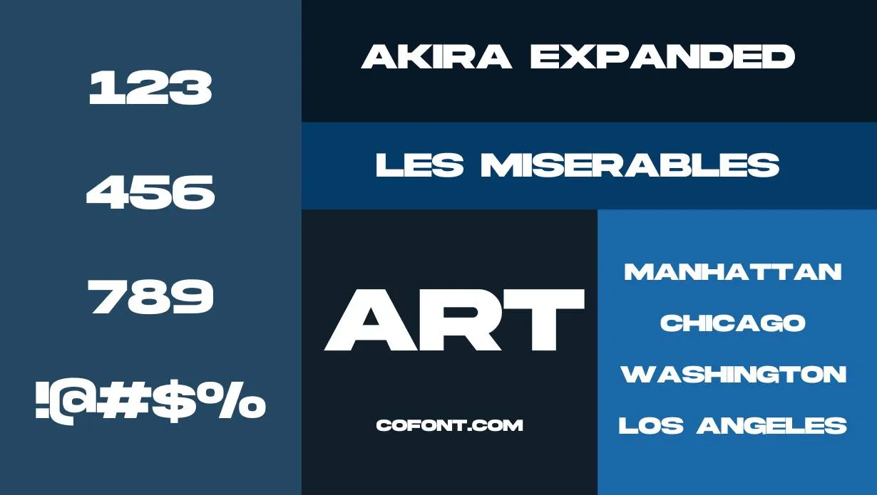 Akira Expanded Font Free Download style variations