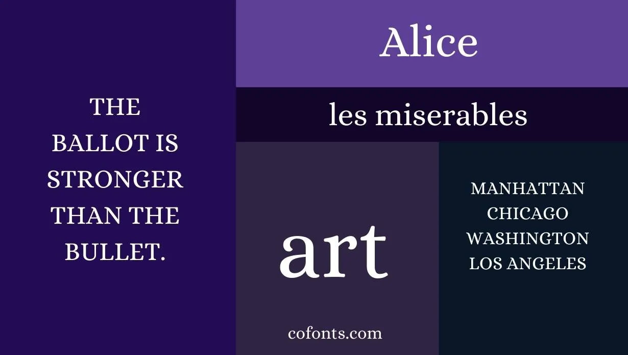 Alice Font Free Download style variations