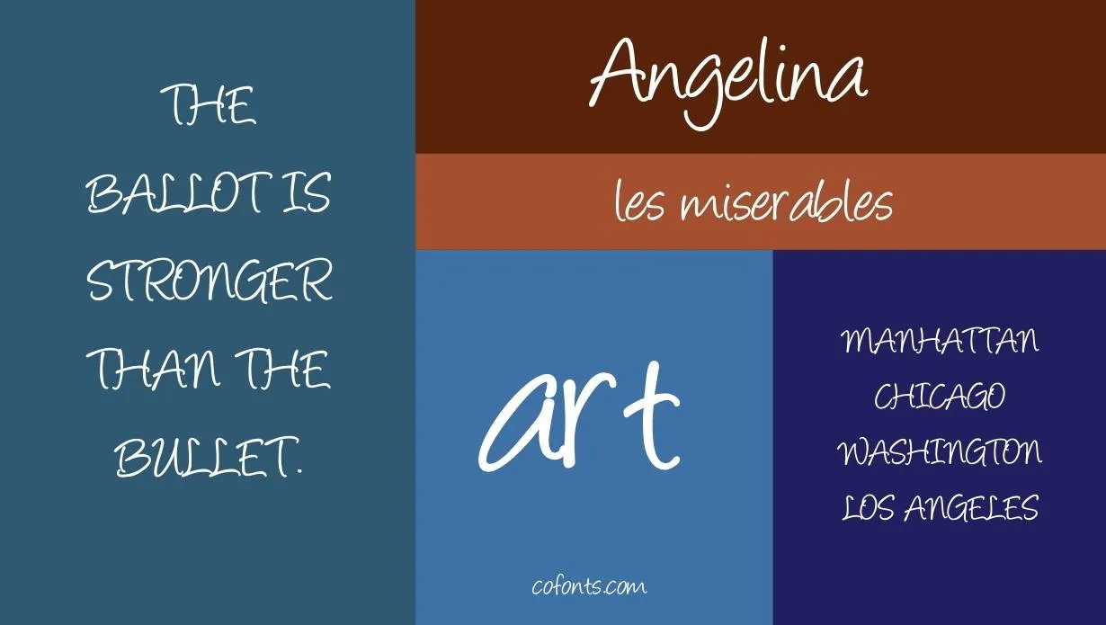 Angelina Font Free Download style variations