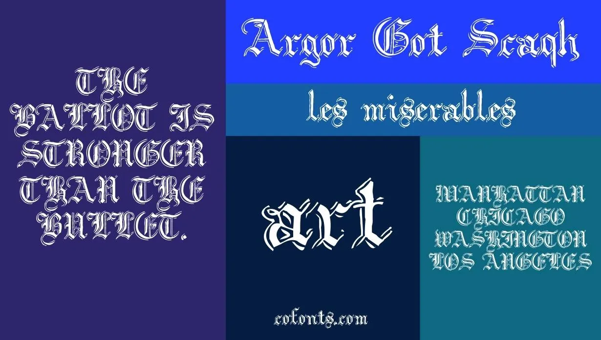 Argor Got Scaqh Font Free Download style variations