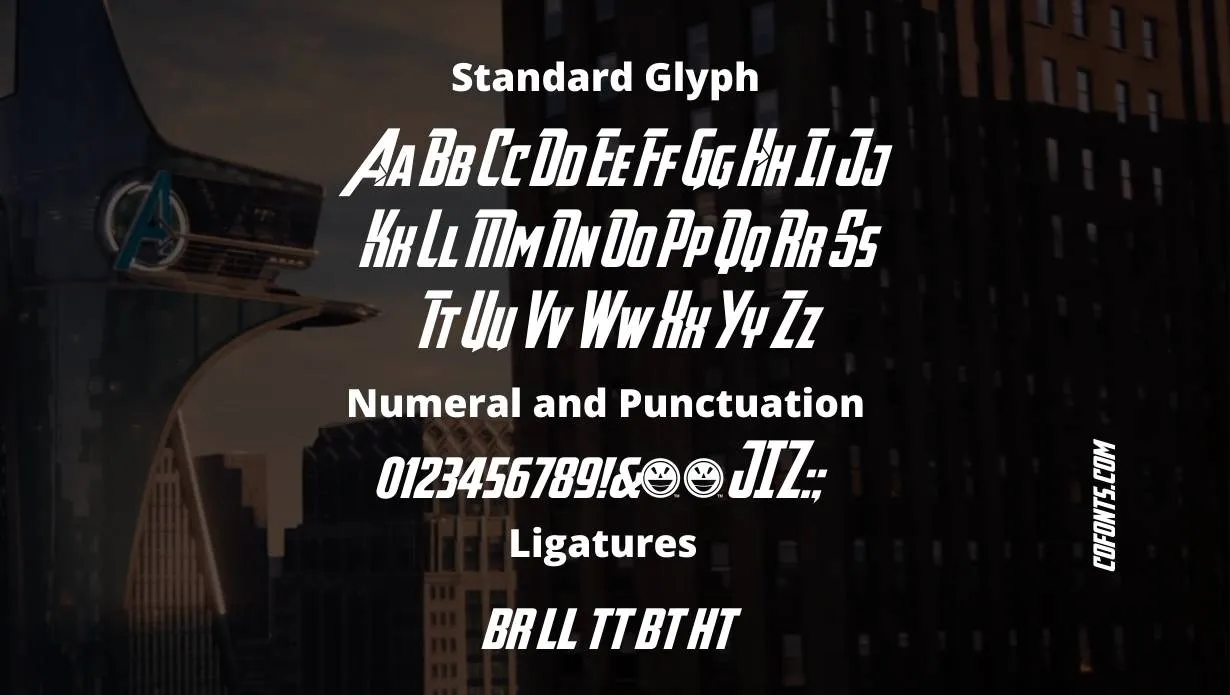 Avengers Font Free Download style variations