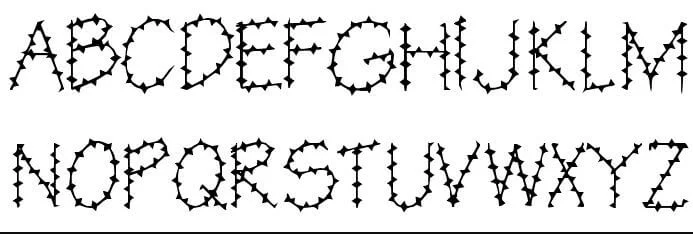 Preview of Barbed Wire Font showing dangerous letterforms