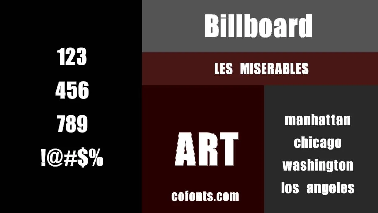 Billboard Font Free Download style variations