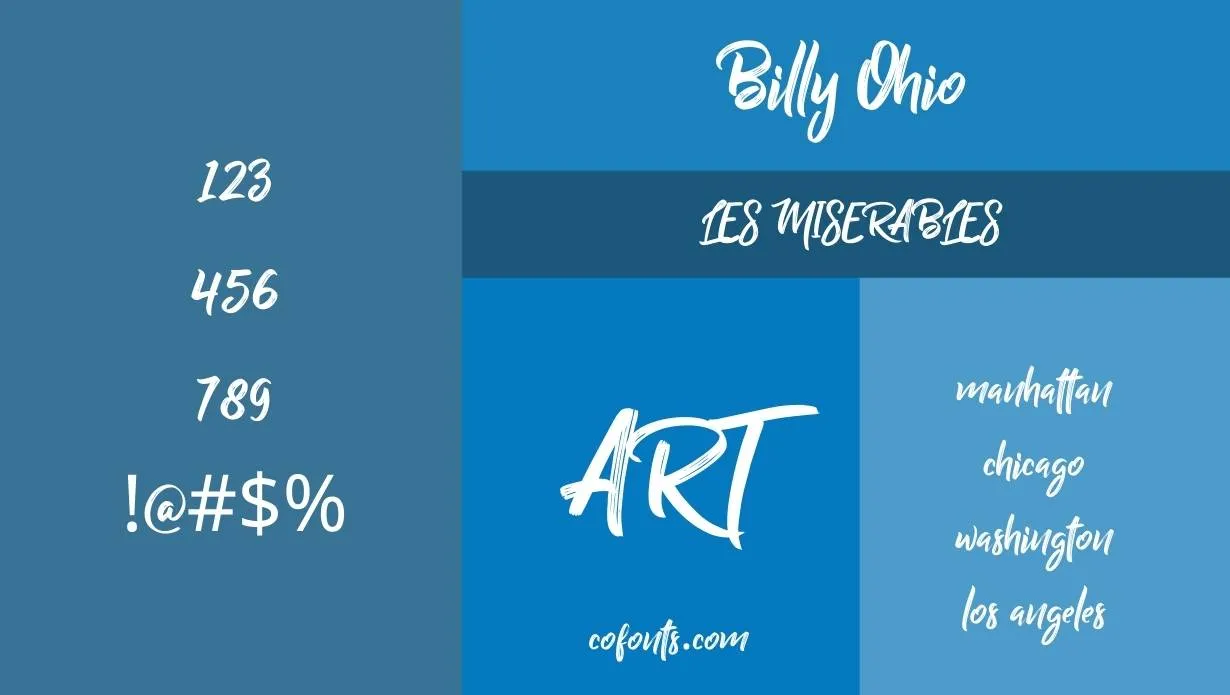 Billy Ohio Brush Font Free Download style variations