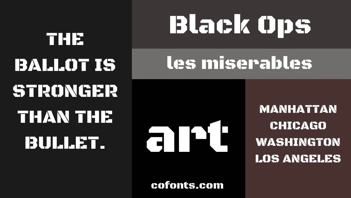 Black Ops Font Free Download style variations