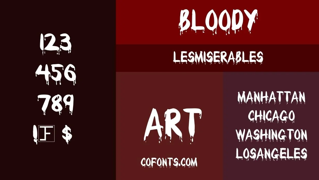 Bloody Font Free Download style variations