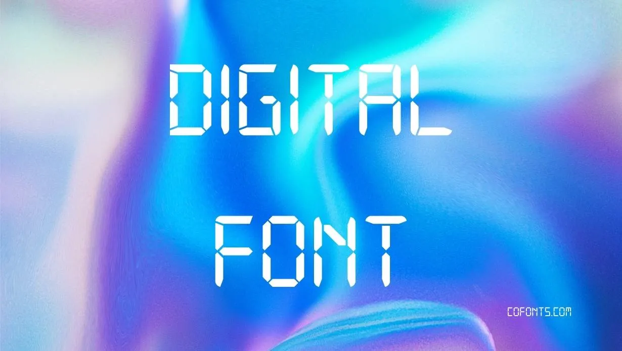Preview of Digital Font showing futuristic letterforms