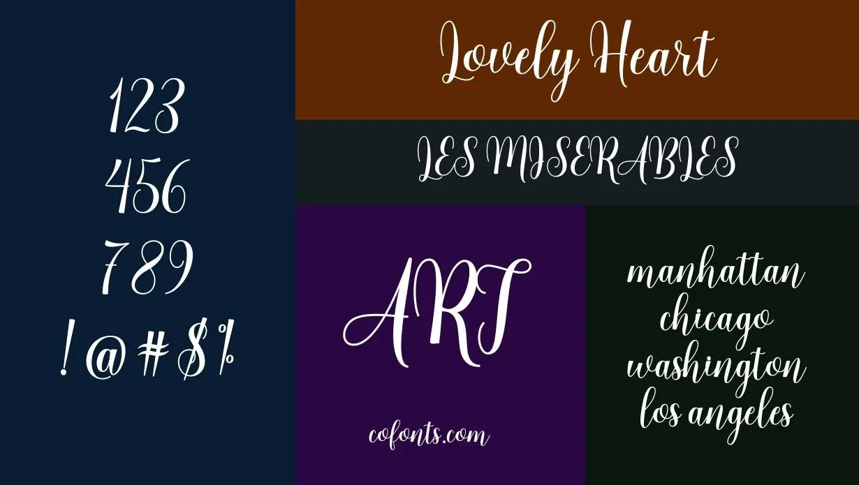 Lovely Heart Font Free Download style variations