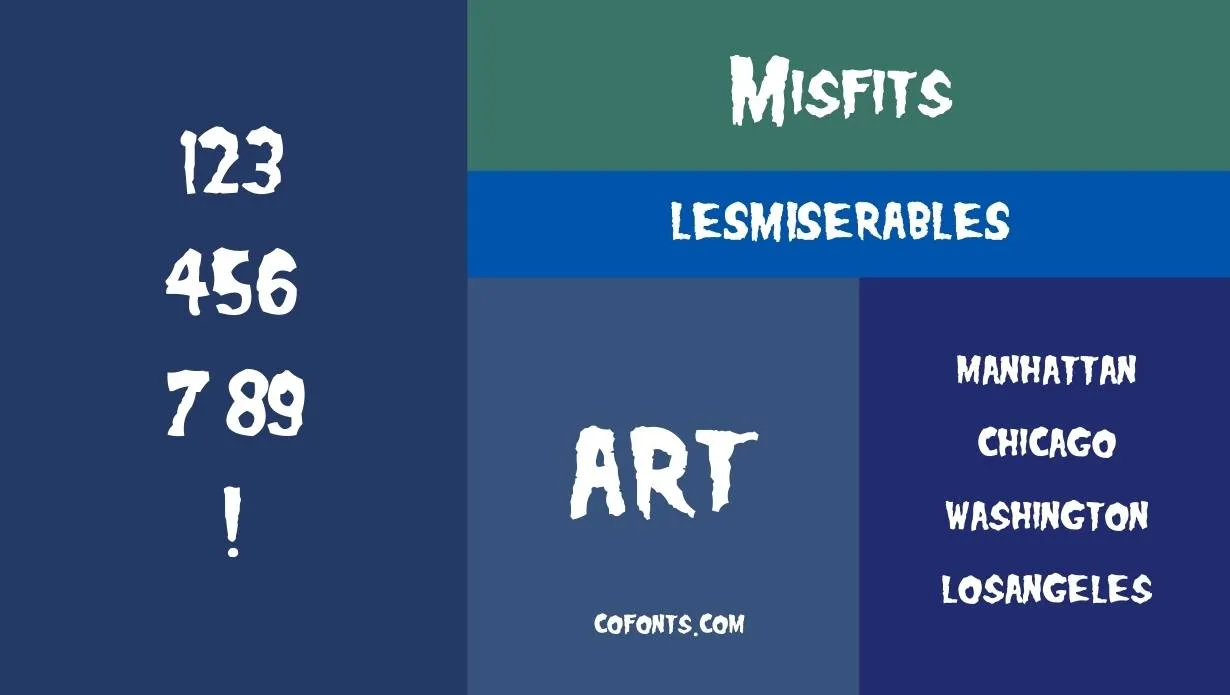 Misfits Font Free Download style variations