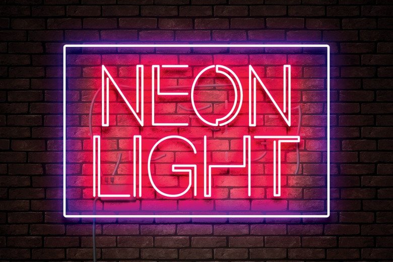 Preview of Neon Lights Font showing glowing letterforms