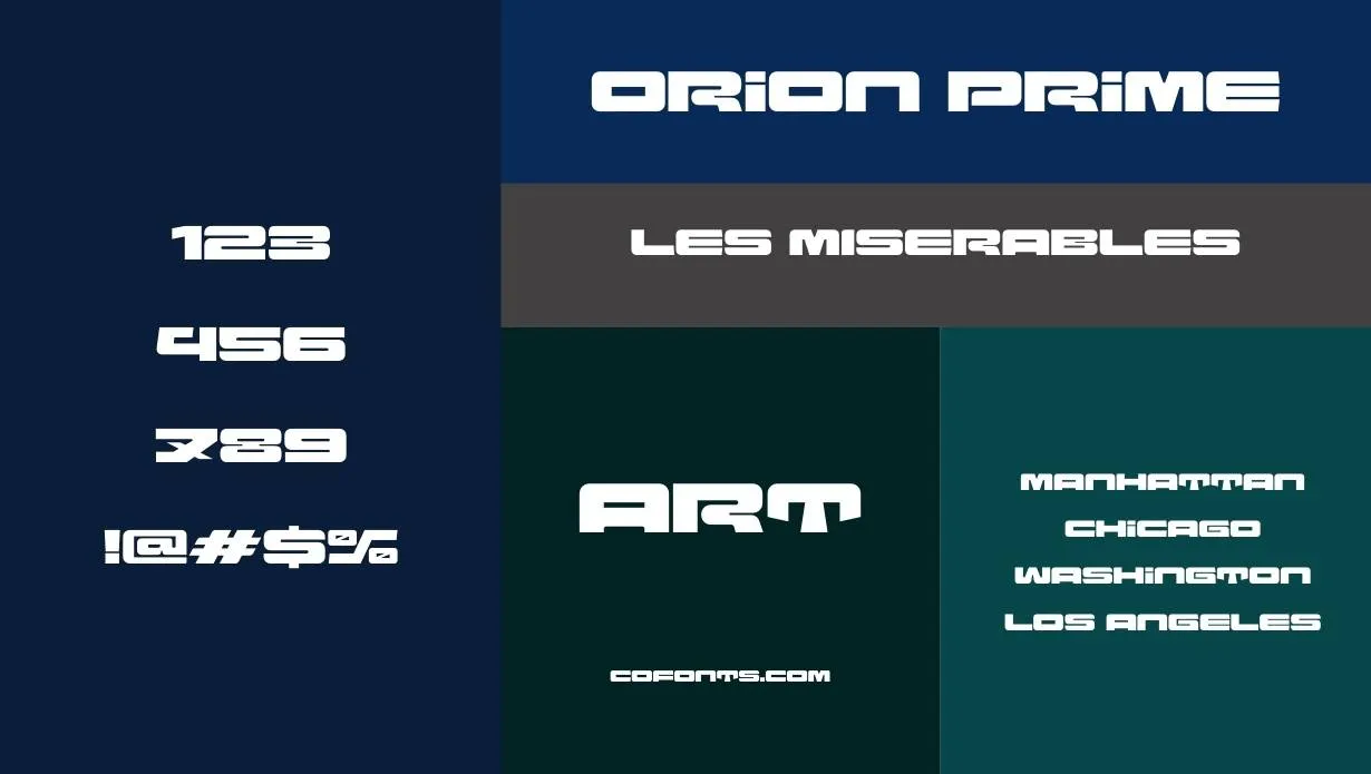 Orion Prime Font Free Download style variations