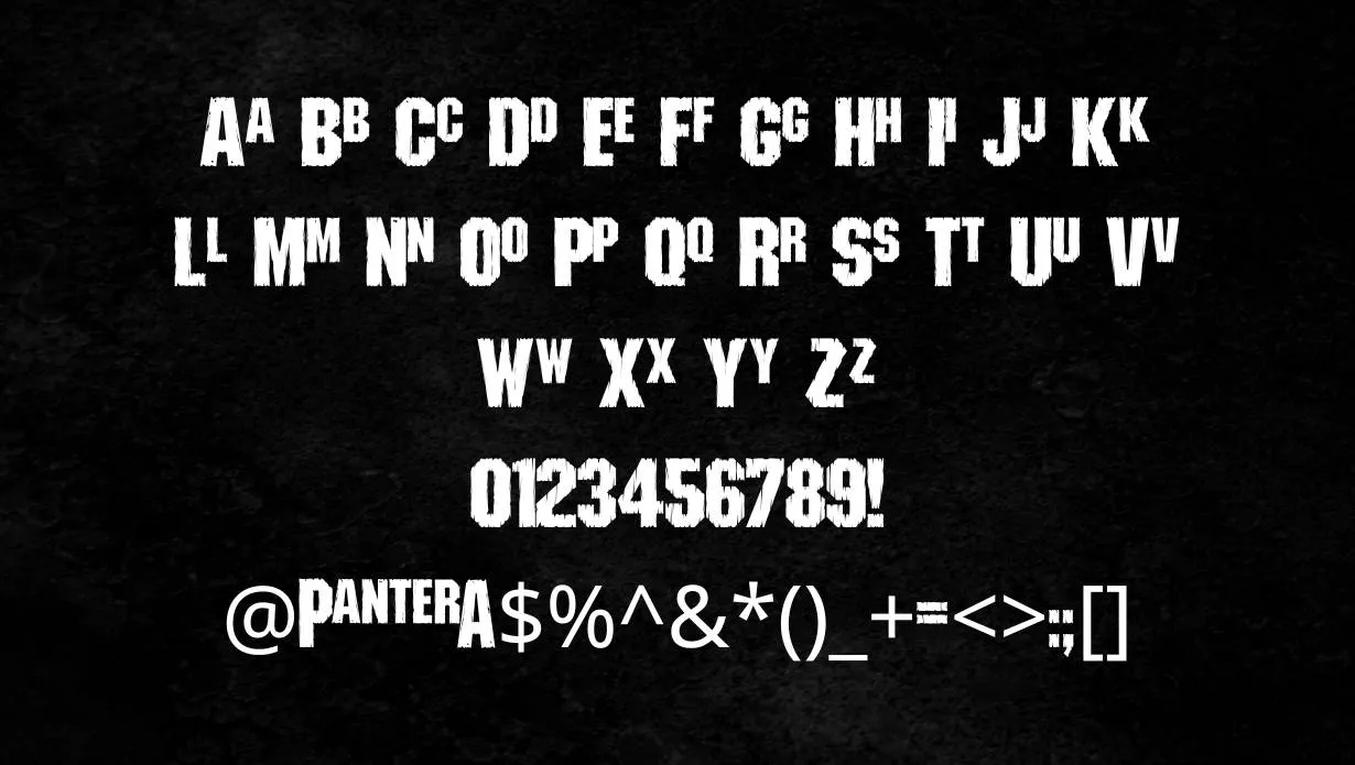 Pantera Font style variations