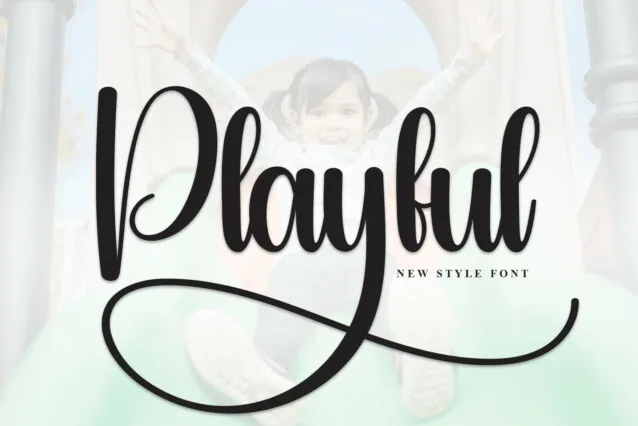 Preview of Playful Font showing bouncing letterforms
