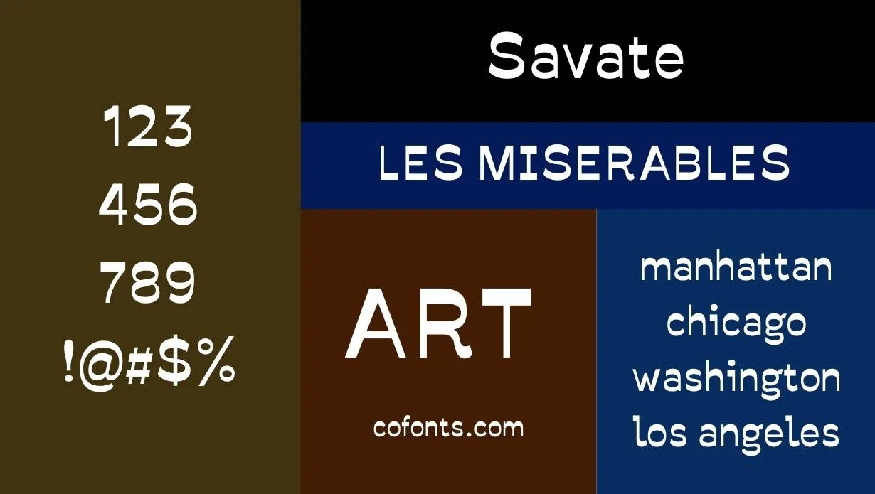 Savate Font Free Download style variations
