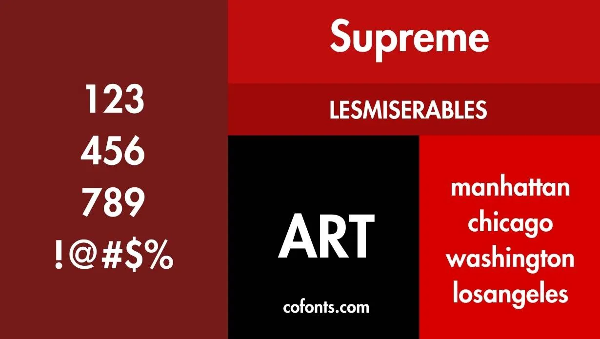 Supreme Font Free Download style variations