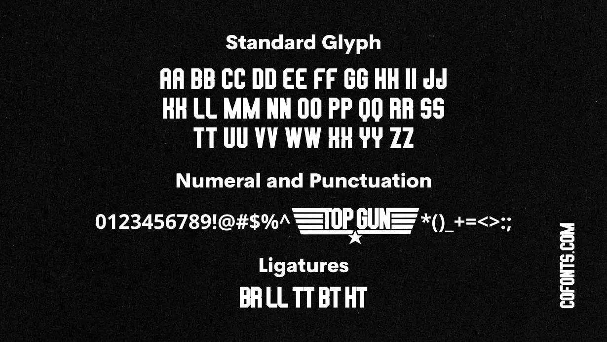 Top Gun Font Free Download style variations