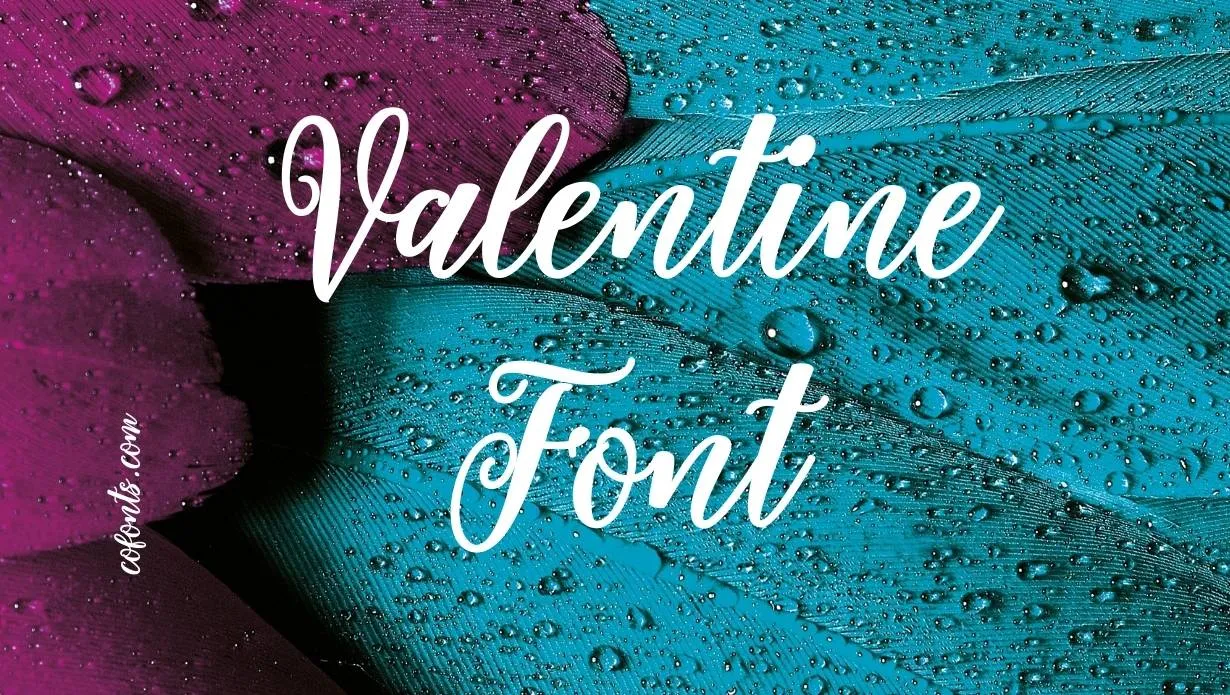 Preview of Valentine Font showing romantic letterforms