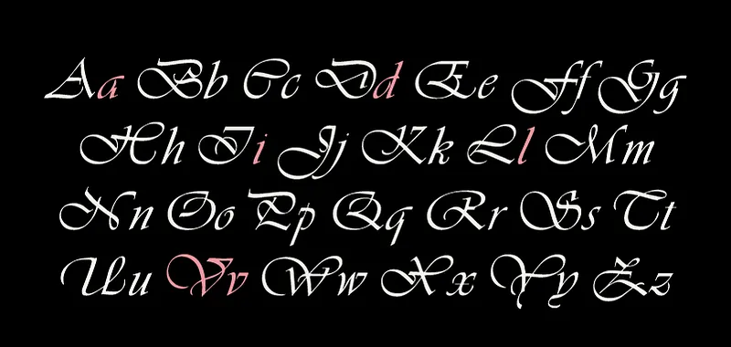 Vivaldi Italic Font style variations