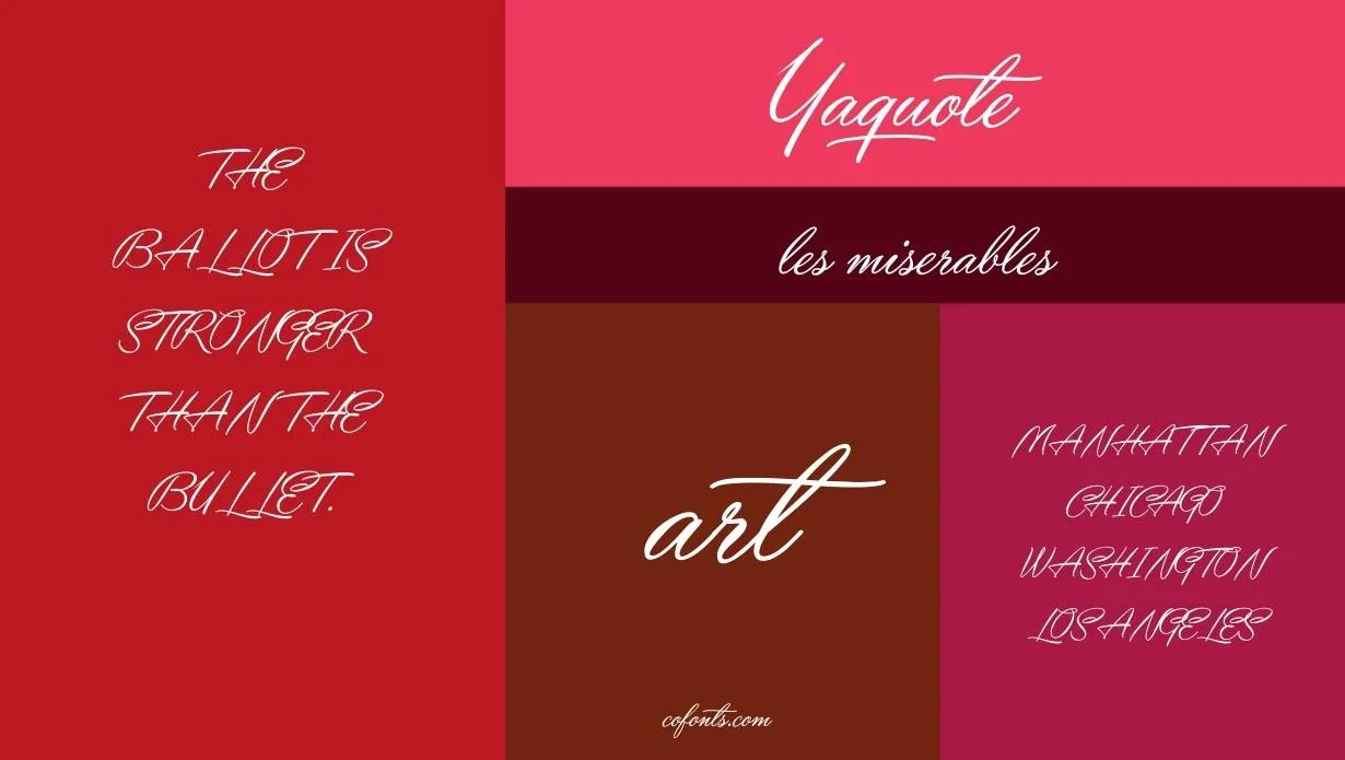 Yaquote Script Font Free Download style variations