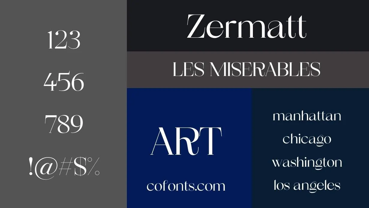 Zermatt Font Free Download style variations